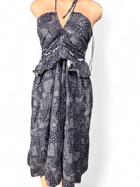 EN SAISON ✨Navy Paisley Halter Midi Dress